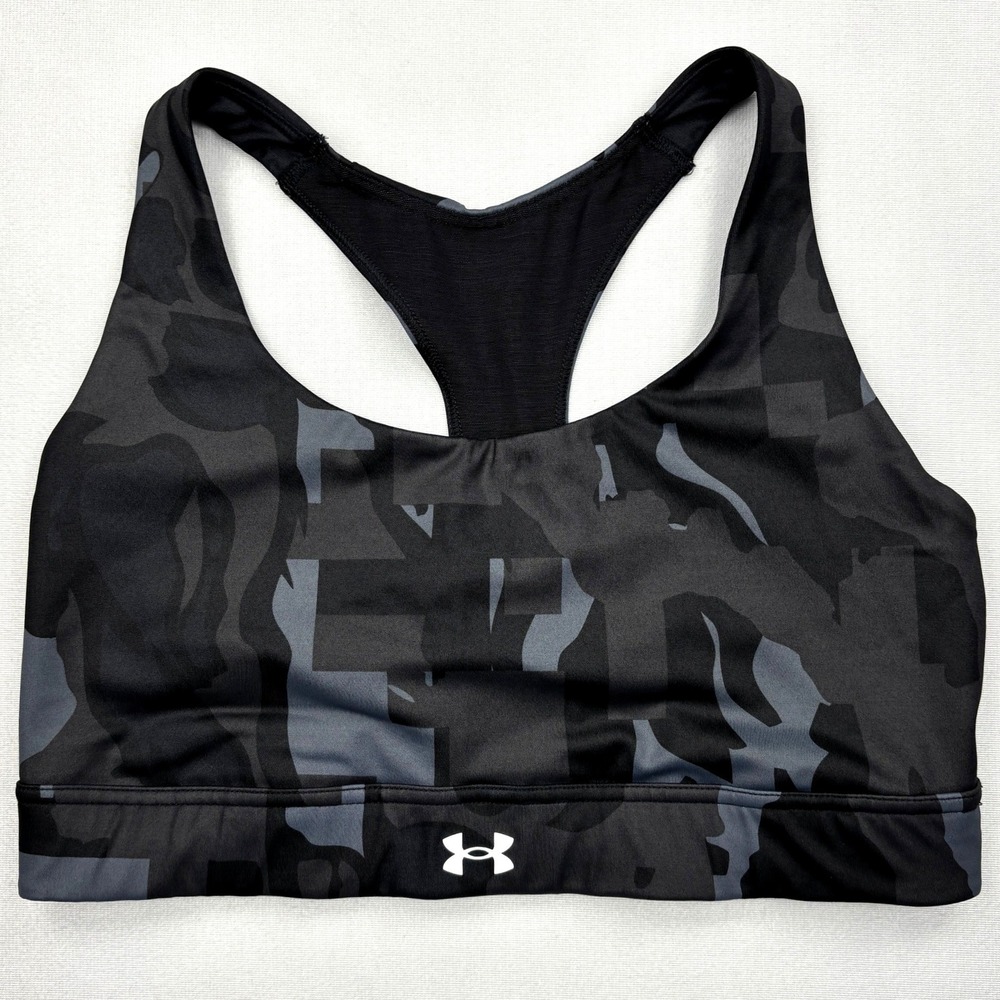 Under Armour Iso-Chill Camo Sports Bra Medium Black Grey 1362865-001 Racerback